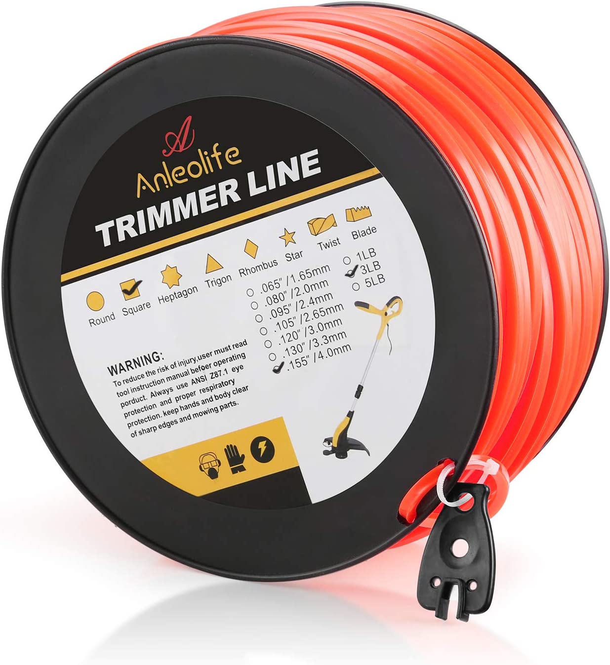 Anleolife Basic Square Trimmer Line .155'' x 260ft, 3lb