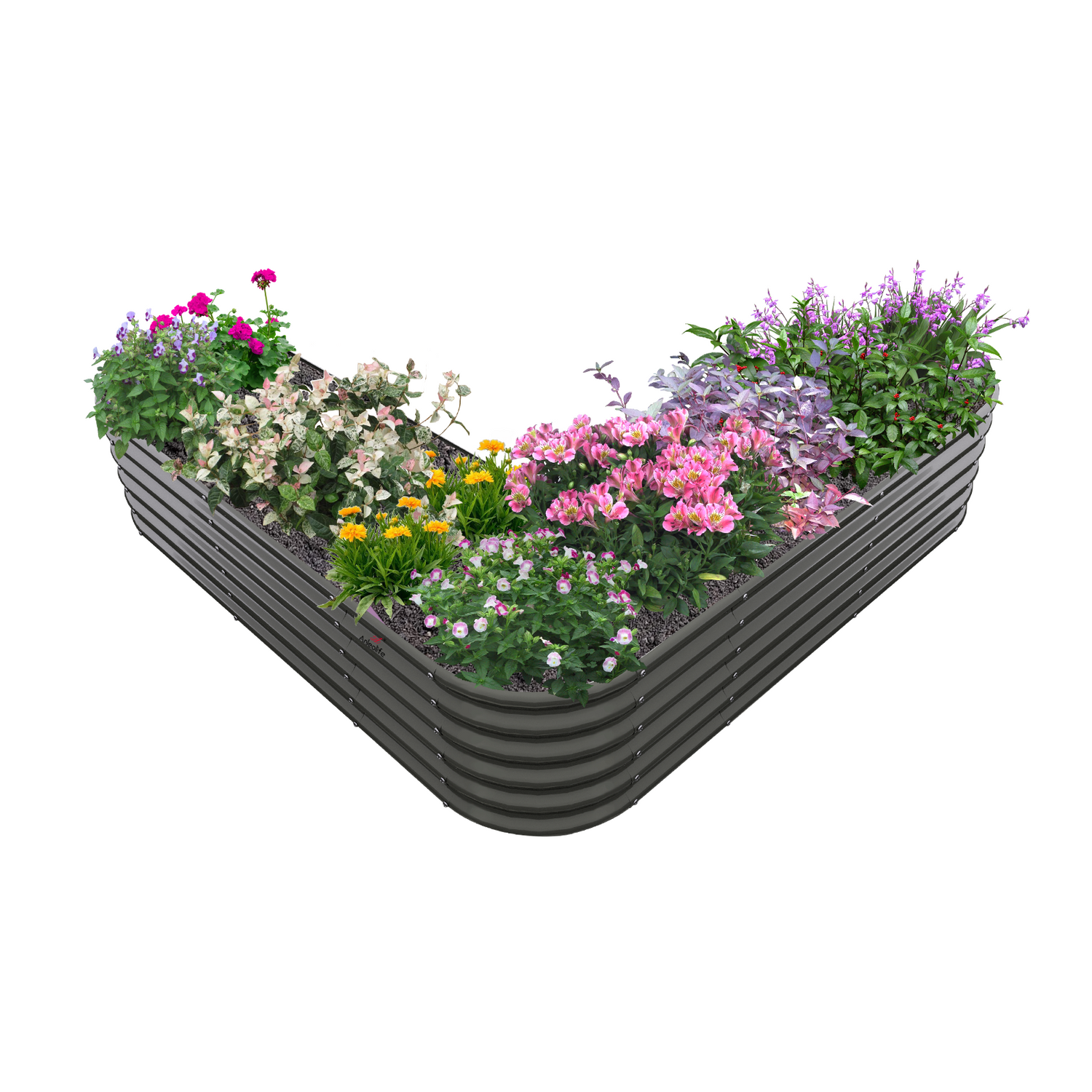 6.8x6.8x1.5ft Grey Heart-Shaped  Large Galvanized Raised Garden Beds,Anti-Rust & Easy-Setup