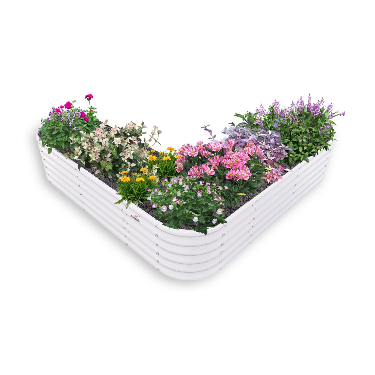 81x81x18in White Heart-Shaped Large Galvanized Raised Garden Beds Outdoor, Anti-Rust & Easy-Setup, Antique White