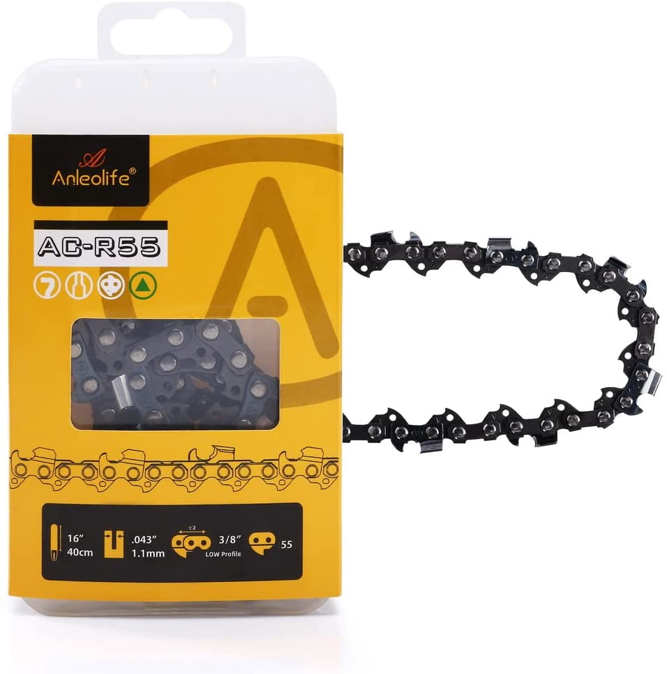 Anleolife  Semi Chisel Chainsaw Chain for 16 inch Bar, Gauge .043",  3/8'' Pitch