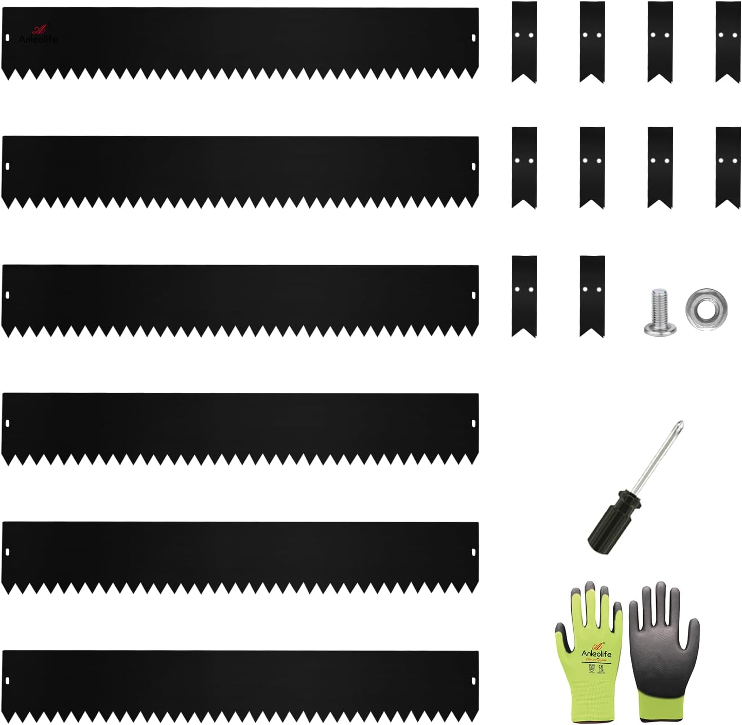 6" x 40" Galvanized Steel Garden Edging, 6-Pack (20FT Total), Powder coating, Gloves & Stakes - Black