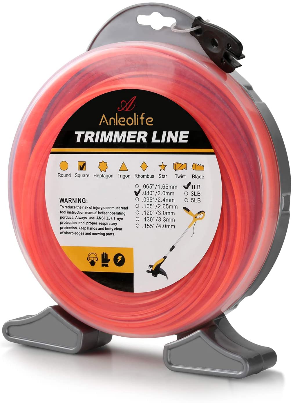 Anleolife Basic Square Trimmer Line .080" x 557ft,  1lb