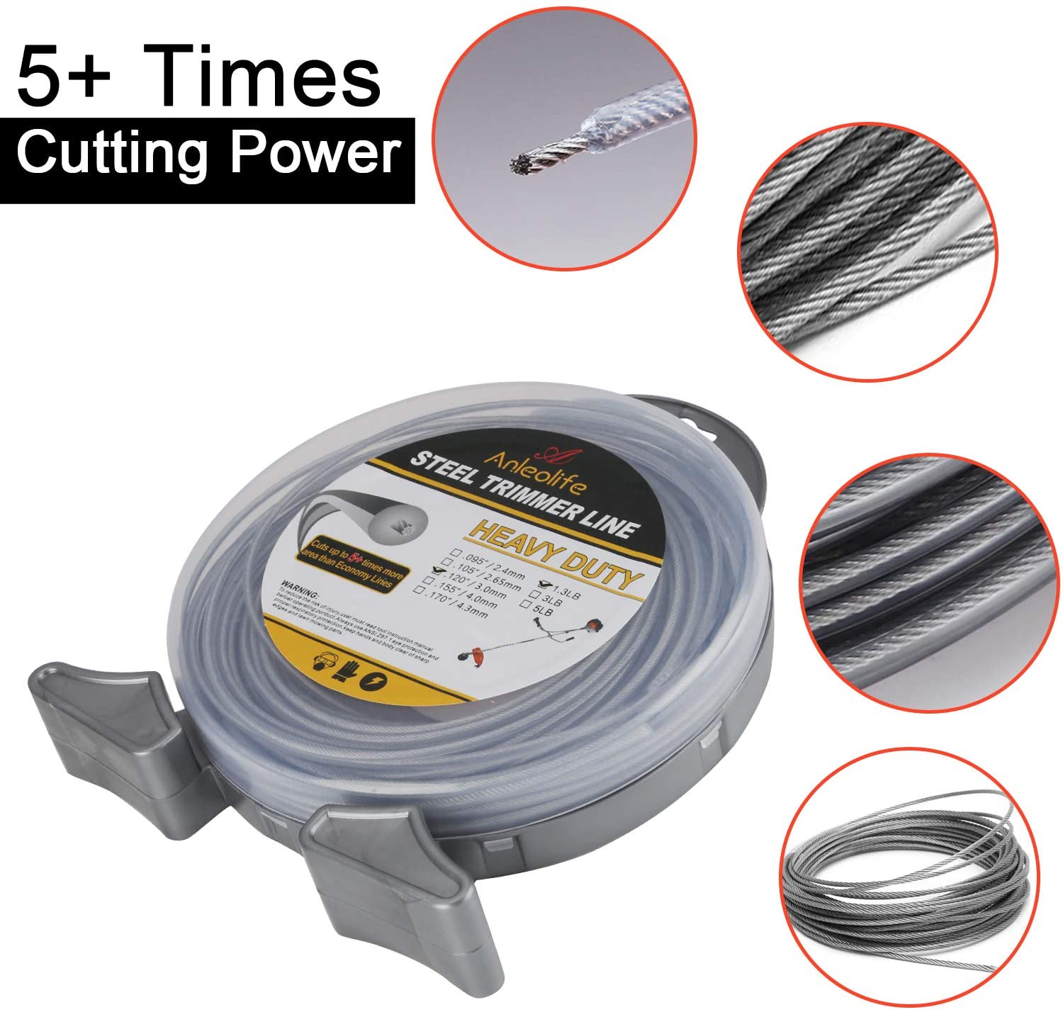 Round Steel String Trimmer Line .120'' x142ft, 1lb