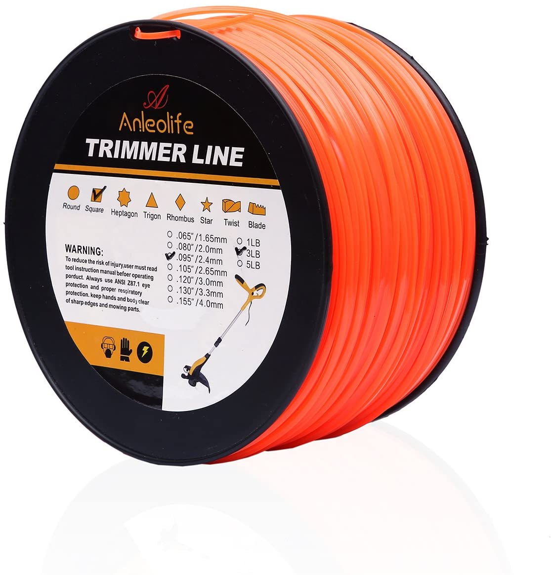 Anleolife Commercial Square .095-Inch Trimmer Line