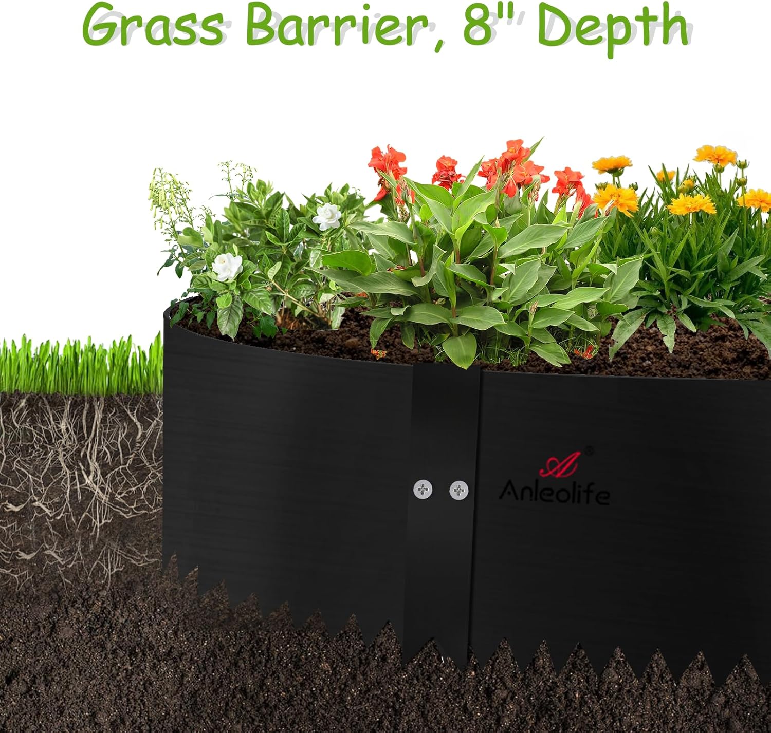 8" x 40" Galvanized Steel Garden Edging, 6-Pack (20FT Total), Powder Coating  Lawn Border - Black