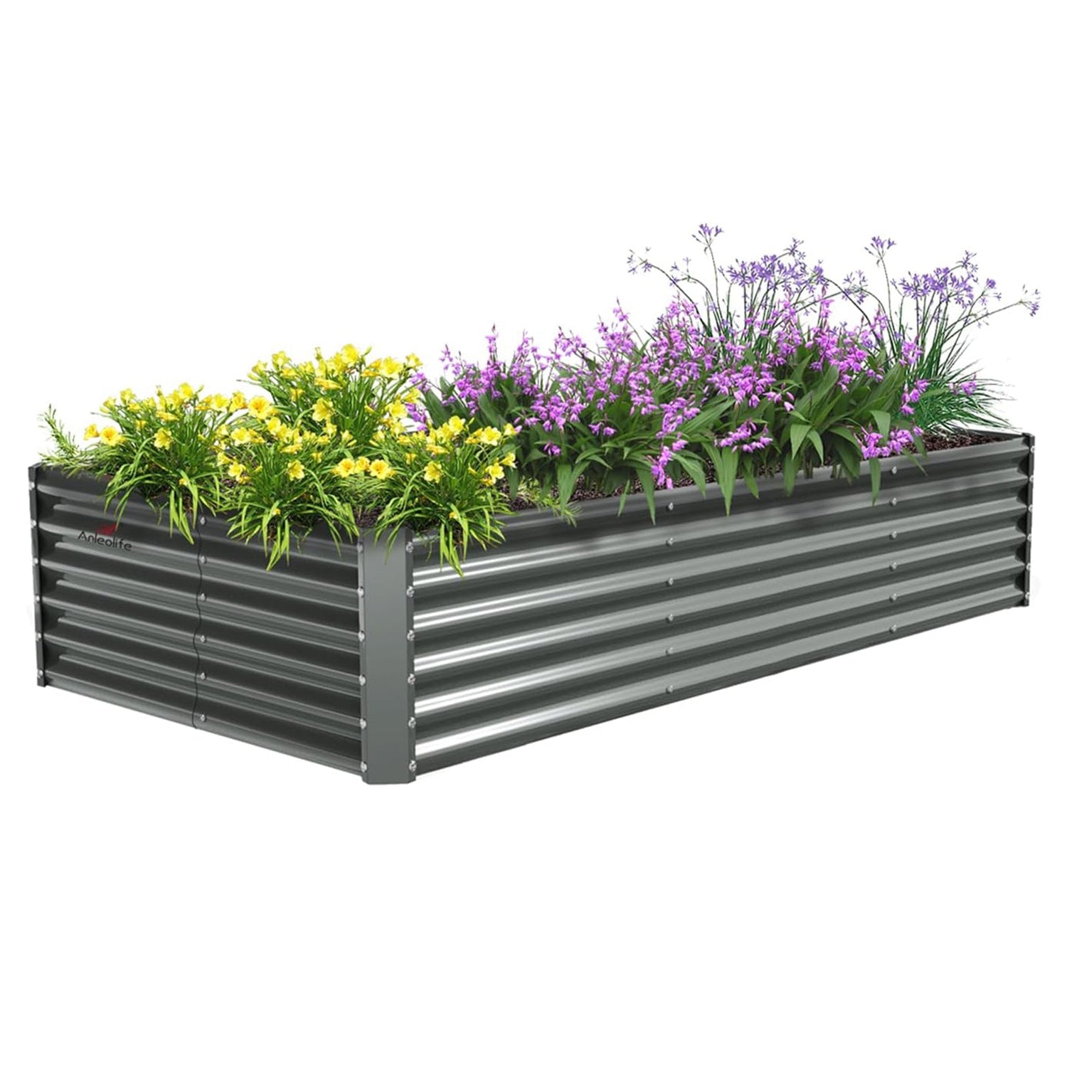 8x4x1.5ft Grey Rectangular Galvanized Modular Metal Raised Garden Bed