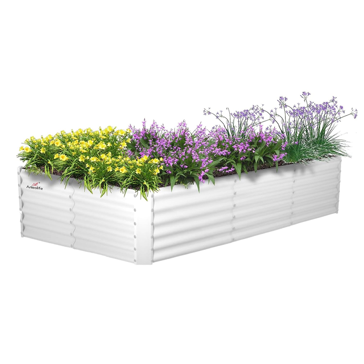 8x4x1.5ft White Rectangular Galvanized Modular Metal Raised Garden Bed